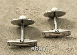 Japanese Sterling Silver Akoya Pearl & Mother of Pearl Cufflinks