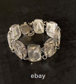 Japanese Sterling Silver Reverse Intaglio Crystal Pagoda Bracelet (early 1950s)