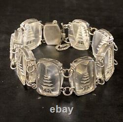 Japanese Sterling Silver Reverse Intaglio Crystal Pagoda Bracelet (early 1950s)