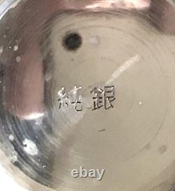 Japanese Taisho Sterling Silver. 990 Sake Set Sake Pot & Sake Cups, signed