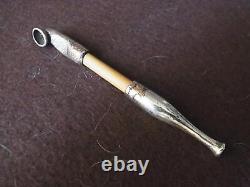 Japanese antique sterling silver smoking pipe Kiseru 4.7 inch flower pattern