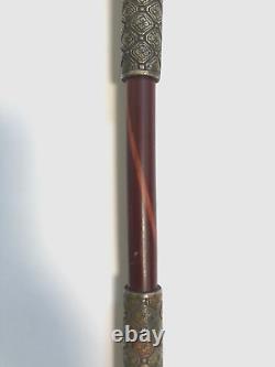 Japanese antique sterling silver smoking pipe Kiseru 8.5 inch Unique pattern