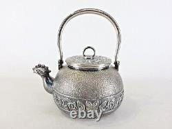 Japanese antique vintage sterling silver Sencha Ginbin teapot 500ml 505g chacha