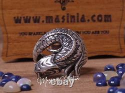 Japanese art fish unisex ring sterling silver 925