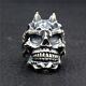 Japanese Horned Demon Skull S925 Sterling Silver Handmade Heavy Punk Men's Ring