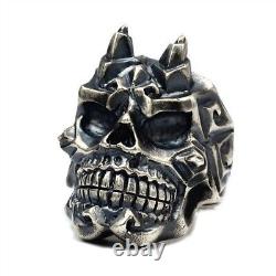 Japanese horned demon Skull S925 sterling silver handmade personality men's Ring