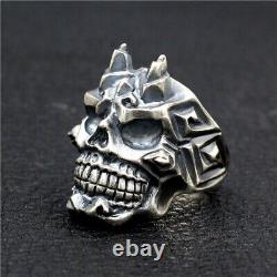 Japanese horned demon Skull S925 sterling silver handmade personality men's Ring