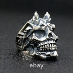 Japanese horned demon Skull S925 sterling silver handmade personality men's Ring