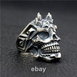 Japanese horned demon Skull S925 sterling silver handmade personality men's Ring