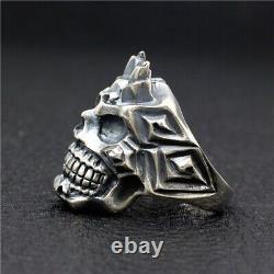 Japanese horned demon Skull S925 sterling silver handmade personality men's Ring