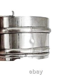 Japanese sterling silver novelty salt and pepper set in form of bucket / barrel