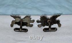 Nice Vintage Japanese Shakudo Menuki Foo Dog Sterling Silver Cufflinks