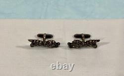 Nice Vintage Japanese Shakudo Menuki Foo Dog Sterling Silver Cufflinks