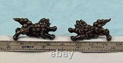 Nice Vintage Japanese Shakudo Menuki Foo Dog Sterling Silver Cufflinks