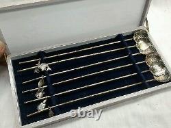 Nice vintage 6 Japanese sterling 925 ice teaspoons with charms with box