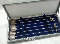 Nice vintage 6 Japanese sterling 950 silver mixing spoons ice teaspoons
