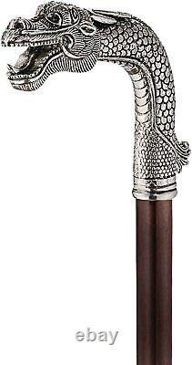 Old Japanese Dragon Design In 925 Real Sterling Silver Men's Walking Stick Cane