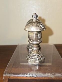 Old VTG Asahi Japanese Pagoda Temple 950 Sterling Silver Salt and Pepper Shaker