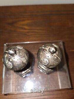 Old VTG Asahi Japanese Pagoda Temple 950 Sterling Silver Salt and Pepper Shaker