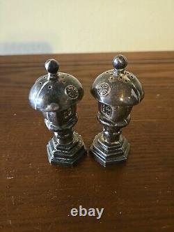 Old VTG Asahi Japanese Pagoda Temple 950 Sterling Silver Salt and Pepper Shaker