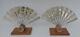 Pair Sterling Silver Japanese Good Luck Charm Ohgii Fan Bamboo Stand 90g 3.17 Oz