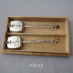 Pair Of Novelty Japanese Sterling Silver Lute Salt And Pepper Shakers C1970