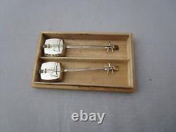 Pair Of Novelty Japanese Sterling Silver Lute Salt And Pepper Shakers C1970