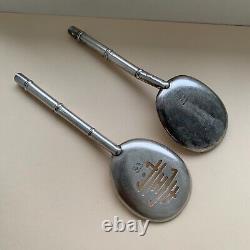 Pair Of Vintage Japanese Okubo Bros Sterling 950 Silver Spoons