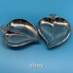 RARE PAIR of Japanese K. Uyeda 950 Sterling Silver Candy Dishes