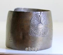 Rare Liberated Japanese World War 2 Sterling Silver Engraved Cuff Bracelet WWII