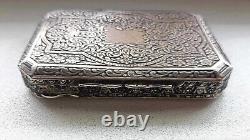 Rare Old Antique Sterling Silver Handmade snuff box Japanese samurai RRR