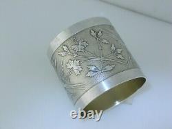 Rare Sterling Silver WOOD & HUGHES Napkin Ring JAPANESE bird 1870 buckle Bud