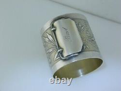 Rare Sterling Silver WOOD & HUGHES Napkin Ring JAPANESE bird 1870 buckle Bud