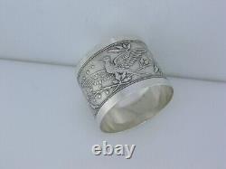 Rare Sterling WOOD & HUGHES Napkin Ring JAPANESE 1870 no mono