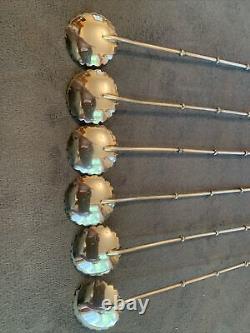 Set of 6 Sterling Japanese Chinese Motif Cocktail Ice Tea Stirrers Spoons