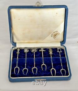 Set of 6 Vintage Asahi Shoten Japanese Sterling Silver Olive Forks