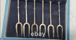 Set of 6 Vintage Japanese Sterling Silver Hors d'Oeuvre Forks with Charm Tops
