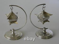 Sterling Silver 1940's Japanese Pagoda Lantern Hanging Salt & Pepper Shakers