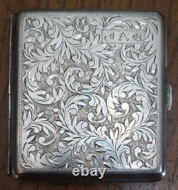 Sterling Silver. 950 Cigarette Case Vintage Engraved Japanese Filter Cigs (#001)