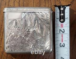 Sterling Silver. 950 Cigarette Case Vintage Engraved Japanese Filter Cigs (#007)