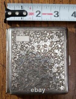 Sterling Silver. 950 Cigarette Case Vintage Engraved Japanese Filter Cigs (#012)