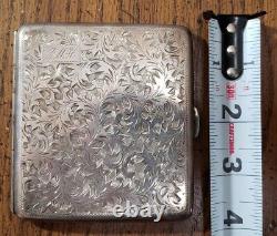 Sterling Silver. 950 Cigarette Case Vintage Engraved Japanese Filter Cigs (#014)
