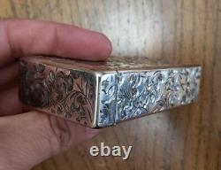 Sterling Silver. 950 Cigarette Case Vintage Engraved Japanese Filter Cigs (#017)