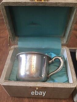 Sterling Silver 950 Japanese Childs Cup, Fork & Spoon In Original Box 71.6g
