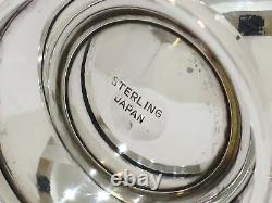 Sterling Silver Antique Japanese Mini Sugar Bowl, Creamer & Sugar Tongs Set