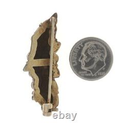 Sterling Silver Antique Japanese Shakudo Brooch 925 Vermeil Moon Rabbit Pin