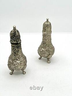 Sterling Silver Floral Repousse Salt & Pepper Shakers Set, 8114 Japan