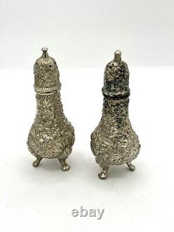 Sterling Silver Floral Repousse Salt & Pepper Shakers Set, 8114 Japan