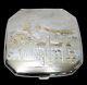 Sterling Silver Japanese Makeup Compact Mirror Mt Fugi Signed Vintage 1930s