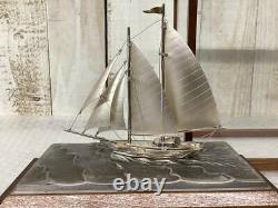 Sterling silver silver 985 Silver yacht Takehiko wooden with glass case 2202 Y